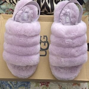 UGG Women's Fluffy Lilac Slippers